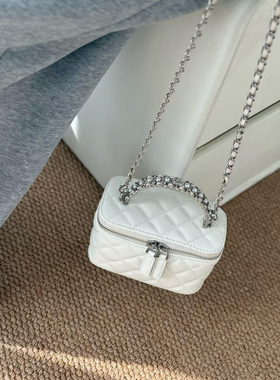 首然2026早春新款小香风26c珍珠手柄盒子菱格链条包女手提斜挎包