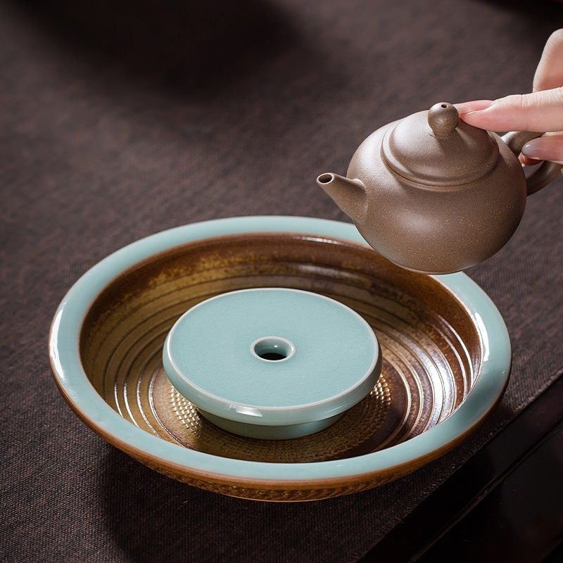 青瓷壶垫干泡台茶盘功夫茶具壶承