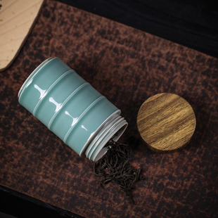 药材罐 青瓷密封茶叶罐竹节绿茶存茶罐家用精品高档储物罐陶瓷中式