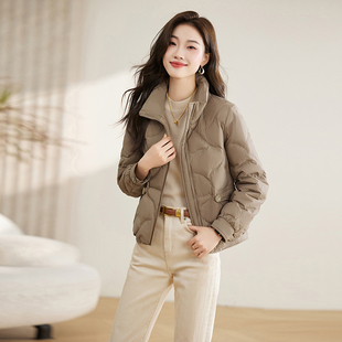 羽绒服女短款小个子2025冬季新款宽松显瘦加厚保暖立领白鸭绒外套