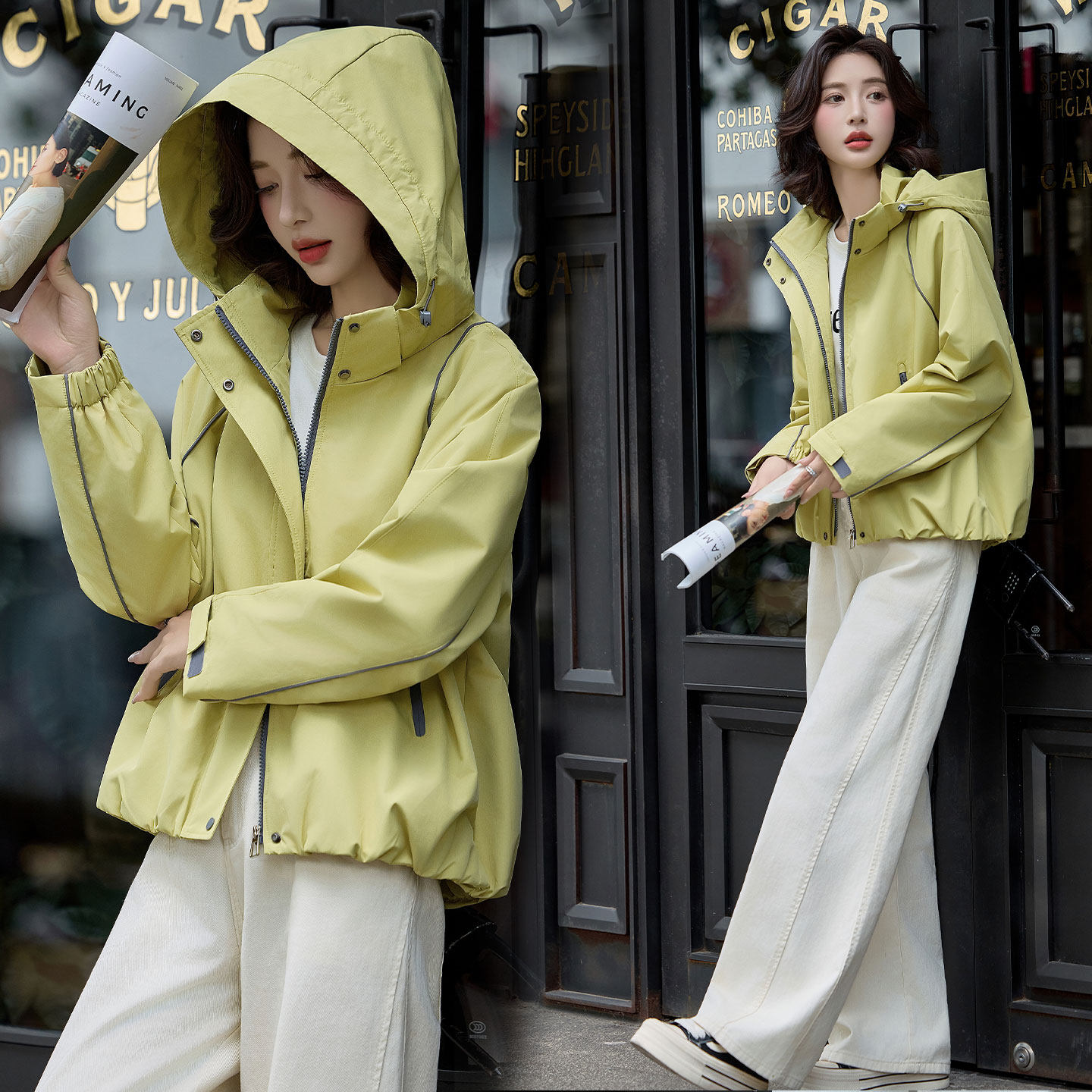 时尚休闲短外套女2026春秋新款显瘦减龄百搭可脱卸连帽冲锋衣外套,女装/女士精品,短外套,淘宝优惠券,粉丝福利购,淘宝优惠卷