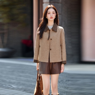 毛呢外套女短款小个子2025年秋冬新款宽松显瘦高级感双面羊毛大衣