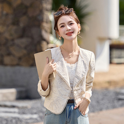 新中式提花短外套女2026春秋
