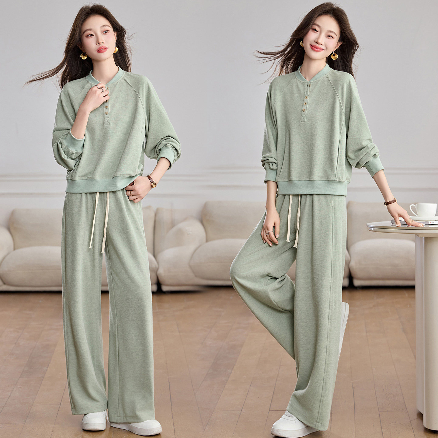 休闲运动时尚套装女2026年春秋新款宽松显瘦长袖卫衣阔腿裤两件套,女装/女士精品,时尚套装,淘宝优惠券,粉丝福利购,淘宝优惠卷