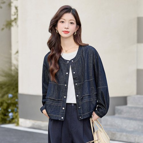 气质显瘦减龄百搭圆领夹克上衣