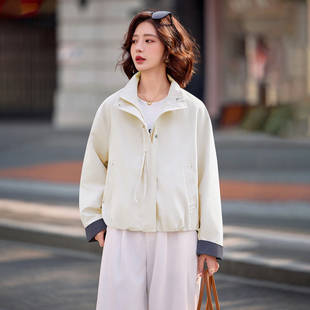 韩版立领短外套女2026年春秋新款宽松显瘦百搭休闲高级感夹克上衣