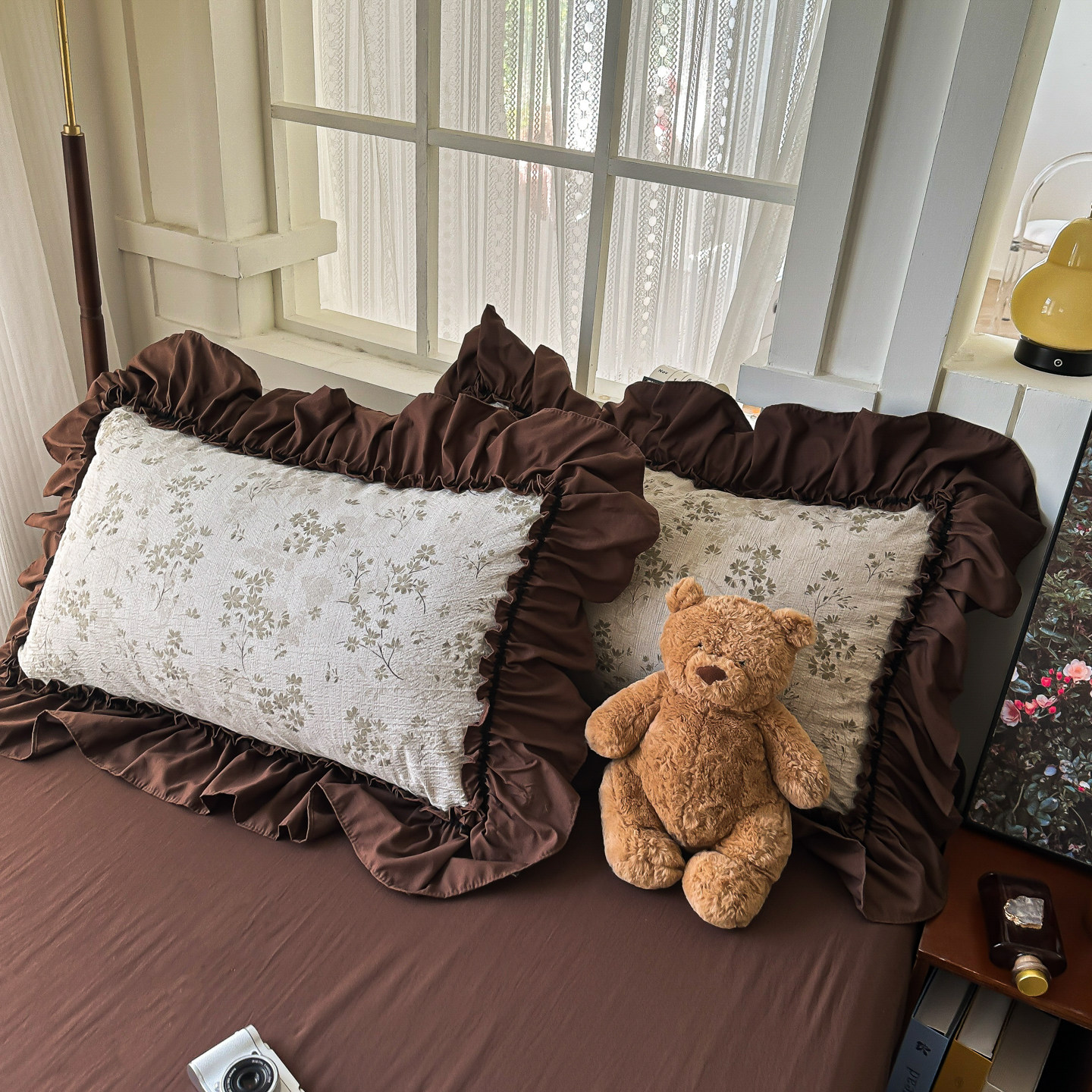 法式韩版亚麻花边枕套一对装48cmx74cm单人单只枕头罩枕芯内胆套