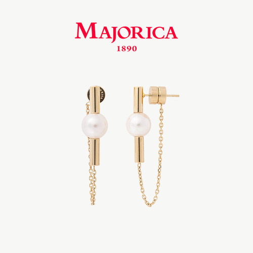 Majorica美娇丽佳手作珍珠耳钉女复古精致耳饰设计感8mm手作珍珠