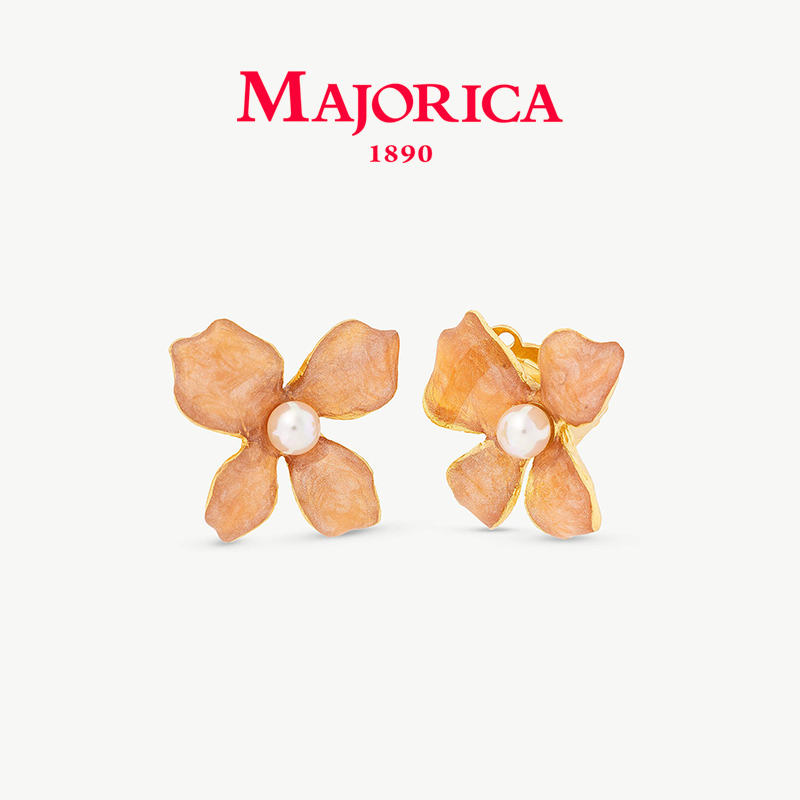 Majorica美娇丽佳珍珠耳夹女设计感小众耳饰通勤耳钉镶嵌5mm珍珠
