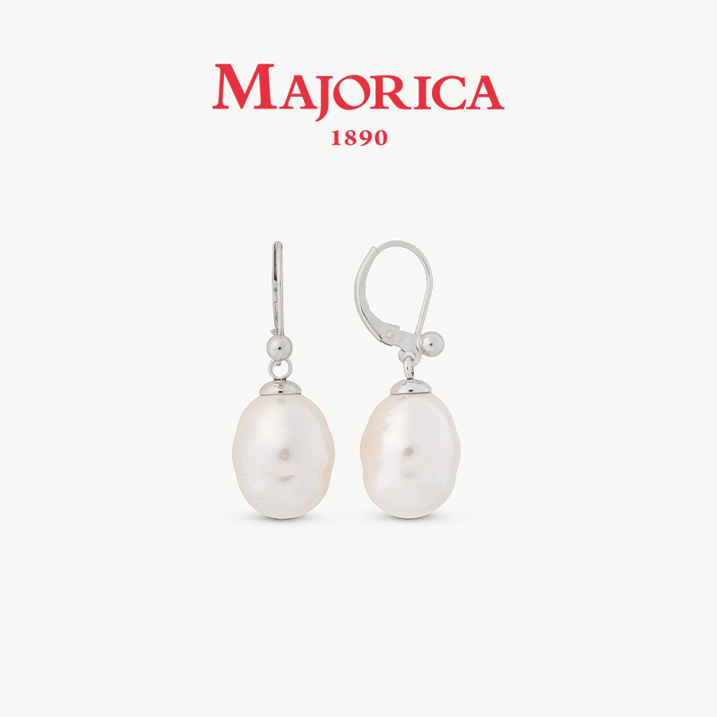 MAJORICA美娇丽佳玲珑珠镀金手作珍珠耳钉巴洛克复古女式款