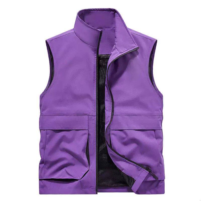 紫色马甲工作服印字logo摄影记者宣传活动志愿者背心薄马夹
