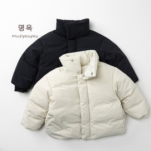 儿童羽绒服2025冬季新款男童女童简约韩系棉袄外套保暖白鸭绒童装