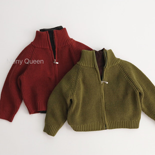 加厚保暖拉链衫 毛衣外套男童女童宝宝洋气开衫 潮 韩版 儿童秋冬新款