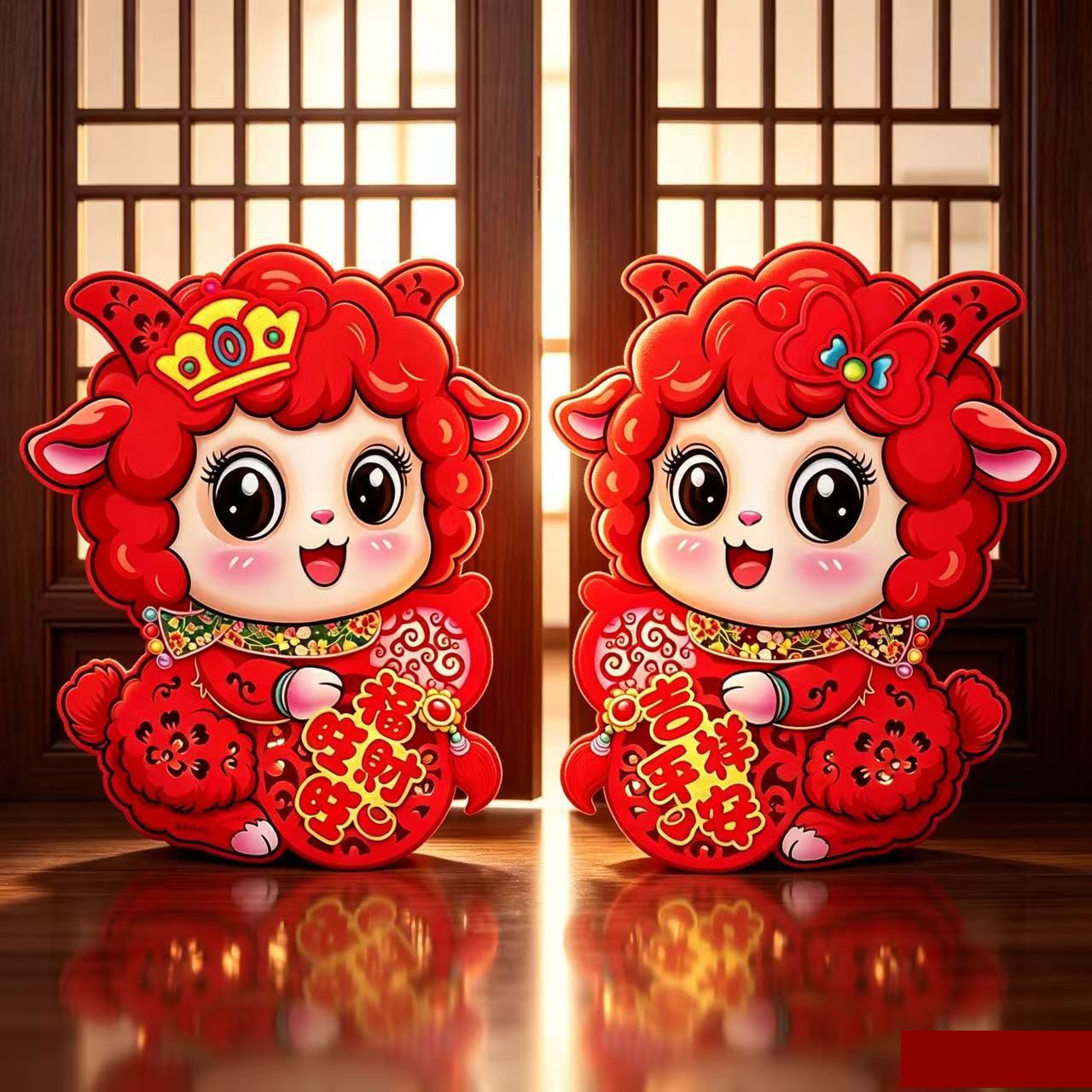 福字羊年立体植绒门贴画门福贴纸