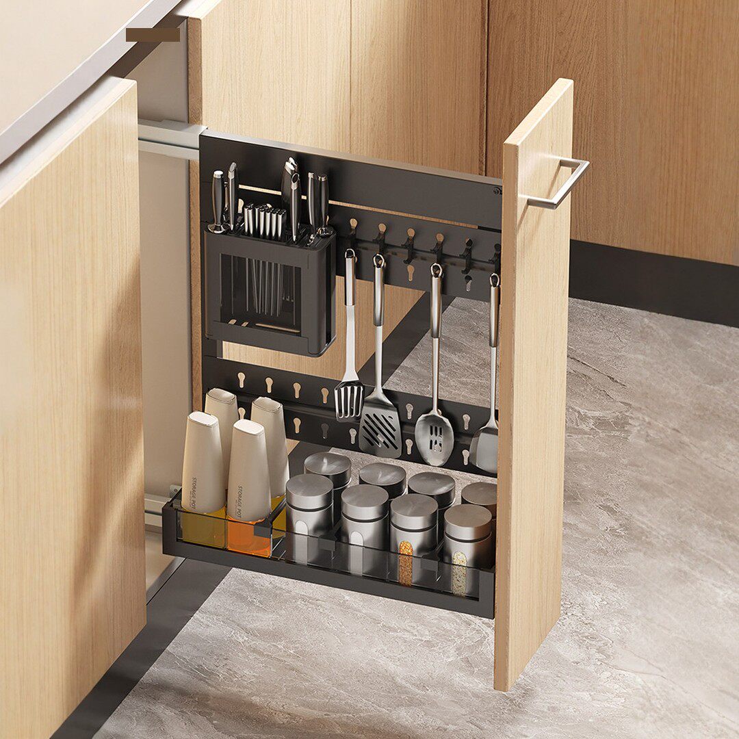 浅拉篮350深250窄柜200调味篮150抽屉式300挂锅铲菜板菜刀小拉篮