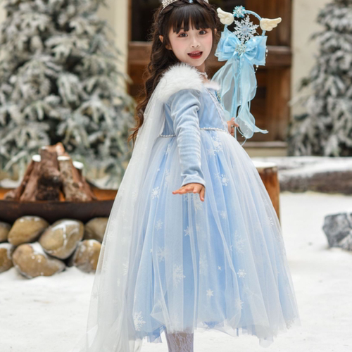 秋冬女童冰雪奇缘艾莎公主裙