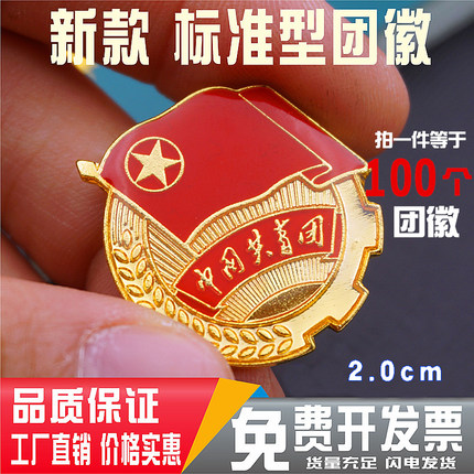 新版团徽胸针 正版标准型共青团学生用强磁铁别针蝴蝶扣批发