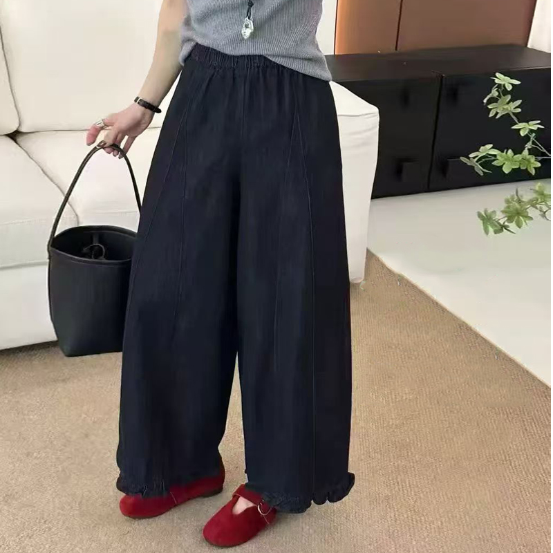 秋季新款时尚休闲超软牛仔阔腿裤