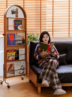 实木全身镜可旋转移动穿衣镜落地镜杂志镜家用中古风复古试衣镜子