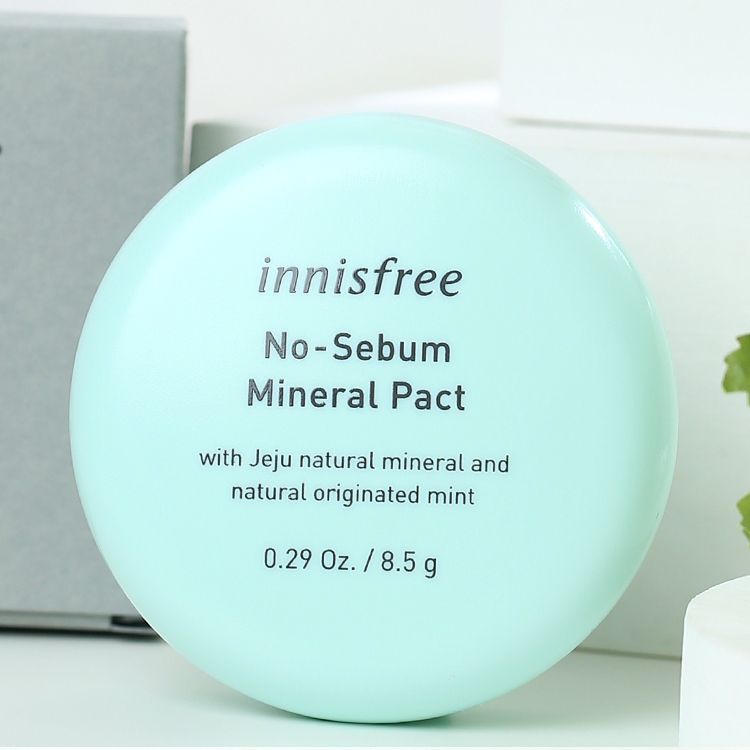 韩国innisfree悦诗风吟粉饼薄荷矿物质控油粉饼持久遮瑕定妆正品