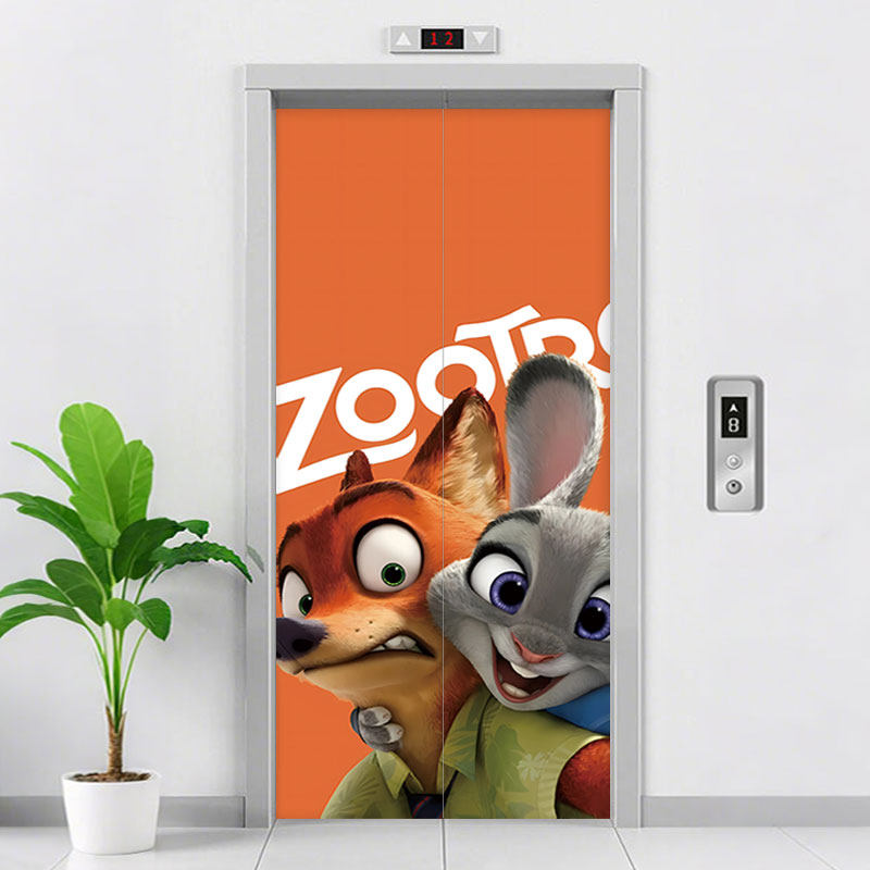 卡通动漫疯狂动物城2电梯门贴画
