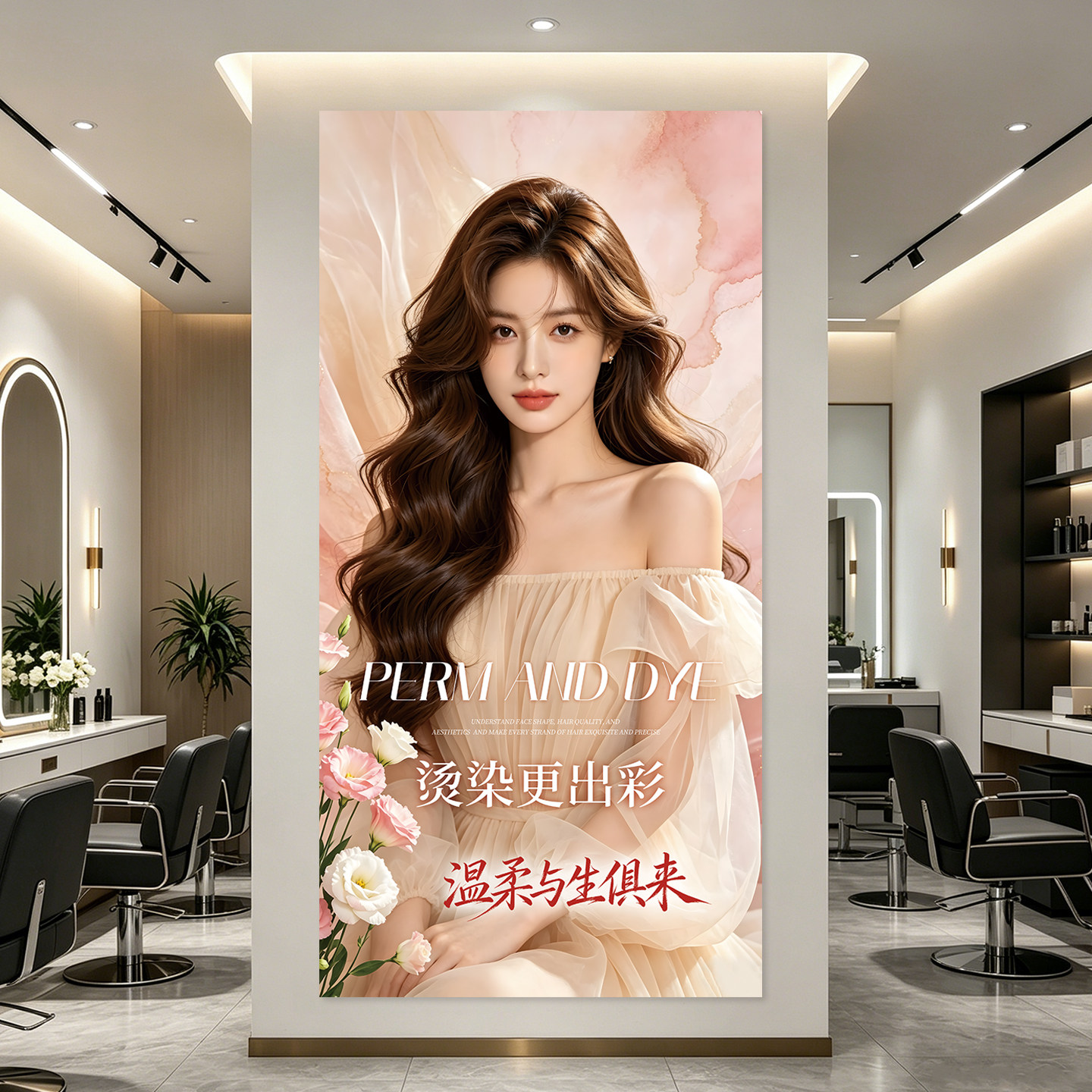 网红美发墙贴理发店墙面装饰墙纸发廊墙壁画贴纸广告海报自粘贴画