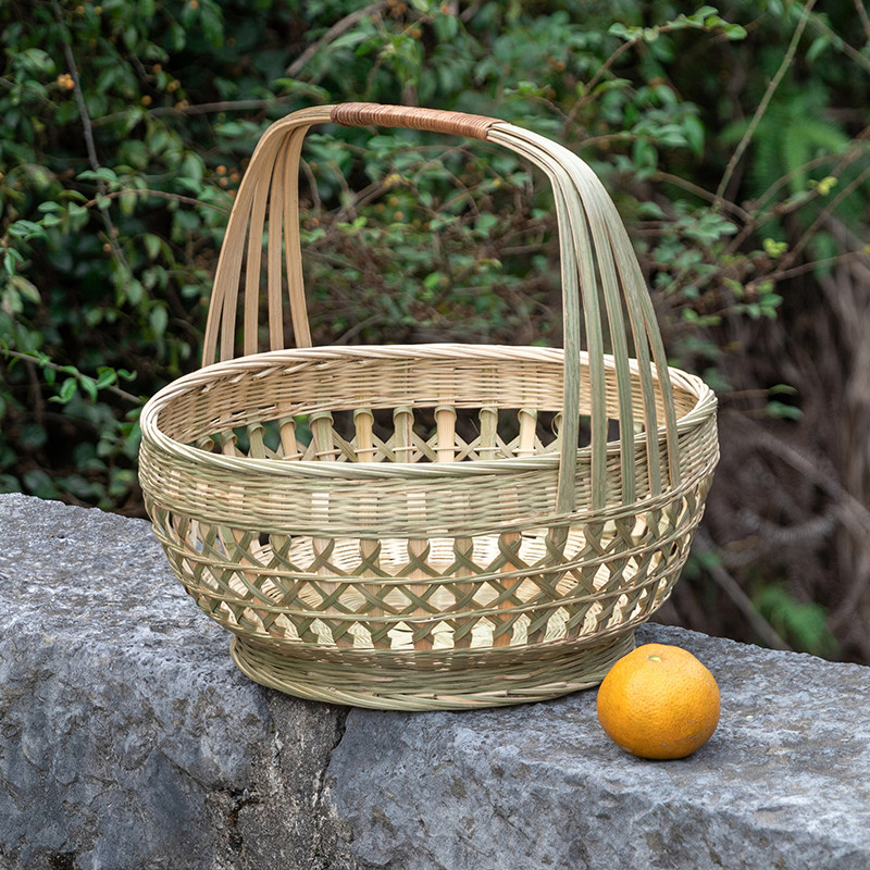 圆竹篮竹编子手提鸡蛋包装篮收纳篮筐蔬菜框购物篮水果篮小菜篮,特色手工艺,竹编/竹雕,淘宝优惠券,粉丝福利购,淘宝优惠卷