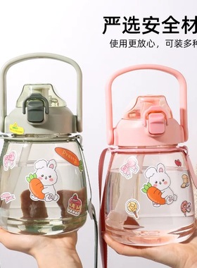 大肚杯女生高颜值2025新款儿童水杯大容量网红吸管杯学生吨吨水壶