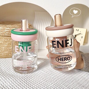 2025新款高颜值玻璃杯女简约泡茶吸管杯耐高温学生便携牛奶咖啡杯