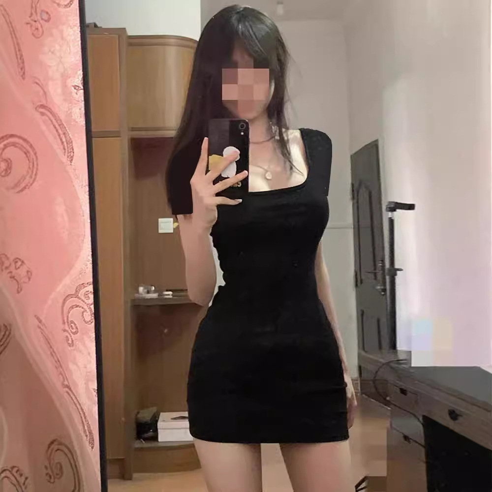 纯欲风辣妹设计感美式t恤裙修身显瘦包臀短裙运动休闲连衣裙女夏