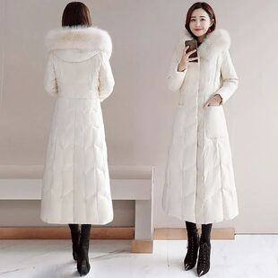 2025新款韩版棉服女长款保暖冬装修身显瘦过膝大毛领棉衣外套