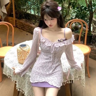 防晒夏套装 设计感纯欲风蕾丝甜美连衣裙两件套 女2025夏季 新款