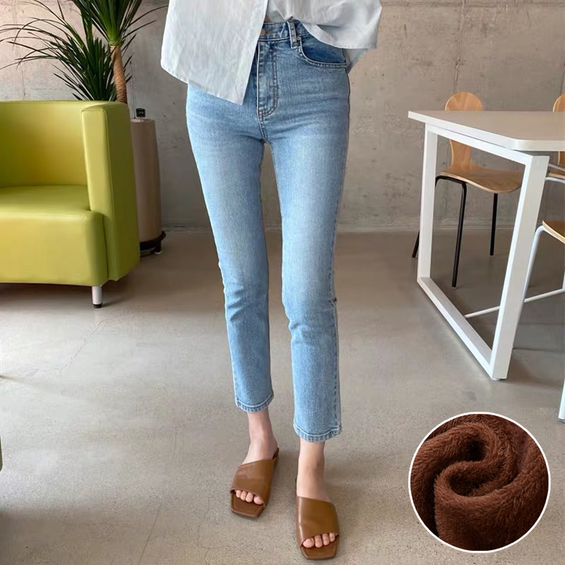 爆款宽松浅色显瘦高腰加绒