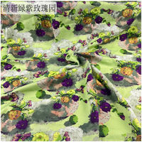 The 2026 new style of Chinese-style printed fabric for summer plain satin stretch chiffon dress and cheongsam pants fabric thumbnail 4
