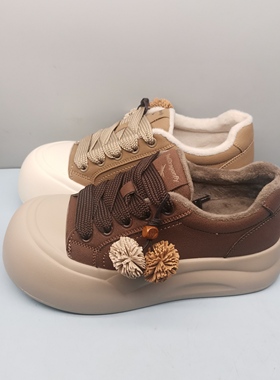 秋季新款面包鞋女红蜻蜓BD61152021D休闲厚底加绒板鞋BC61152022D