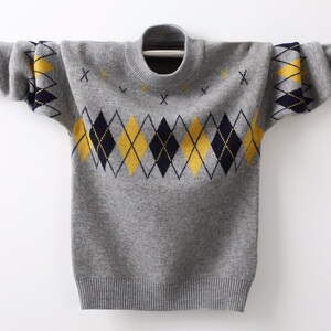 男童羊毛衫双层加厚保暖毛衣中大童装儿童打底学生套头秋冬新品