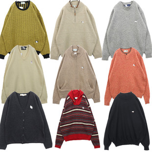 古着Vintage毛衣中古日系小鳄刺绣徽章学院风毛衣B74