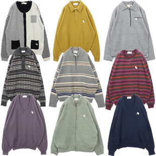 古着Vintage毛衣中古日系小鳄刺绣徽章学院风毛衣B75