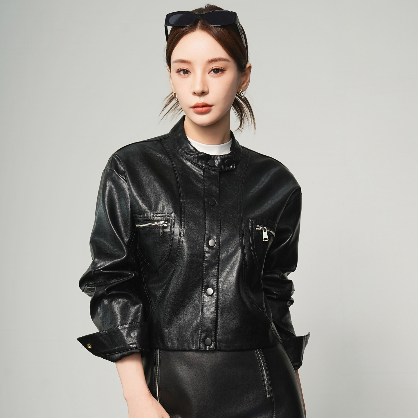 正品真皮皮衣女绵羊皮短款外套潮