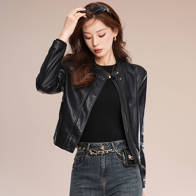 真皮皮衣女绵羊皮机车服外套