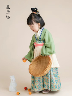 女童汉服春秋装小童超仙古装中国风女宝宝复古宋制十二破女孩裙子