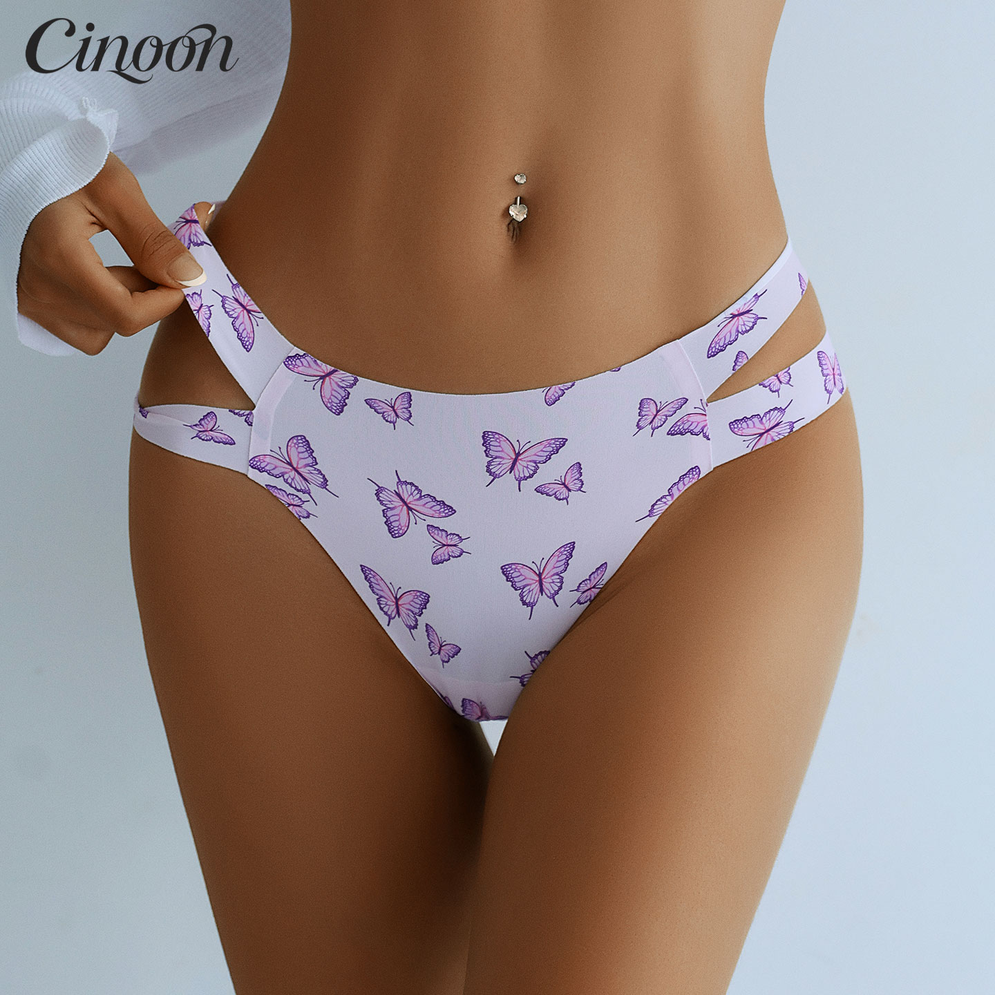 欧美性感蝴蝶印花女丁字裤运动