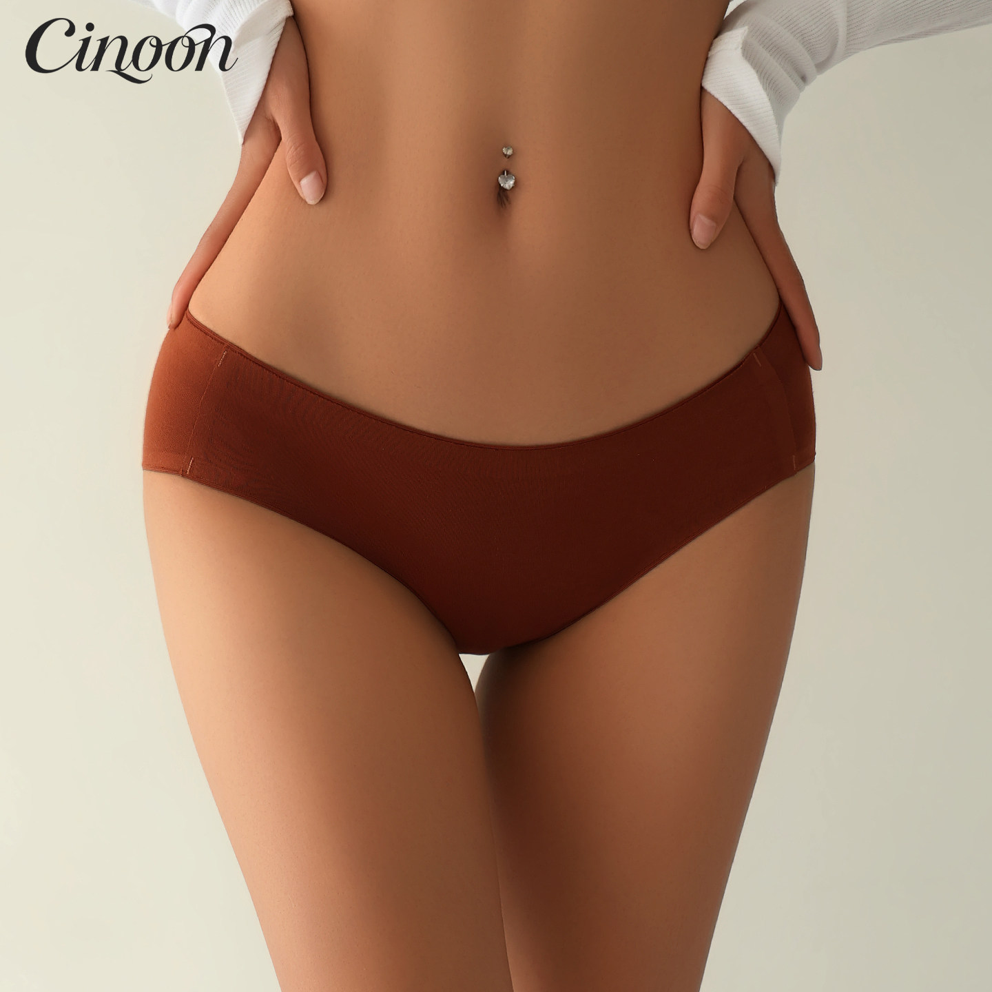 CINOON欧美棉质无痕一片式运动风内裤简约健身瑜伽薄款女士三角裤