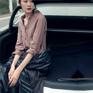 加大码 怀旧衬衫 宽松棉麻小众衬衣女韩版 打底女休闲长袖 春秋新款