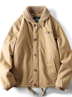 美式复古n1甲板服男冬季羊羔绒棉袄外套外贸男装棉衣工装夹克棉服