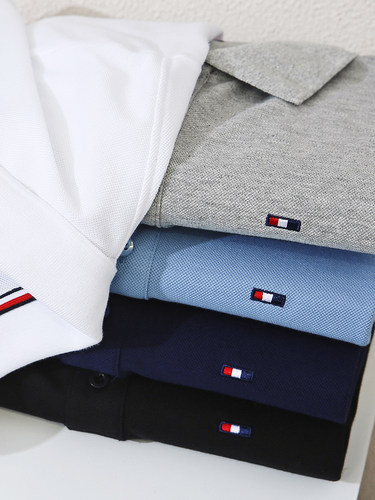 夏季新款修身翻领短袖刺绣polo衫