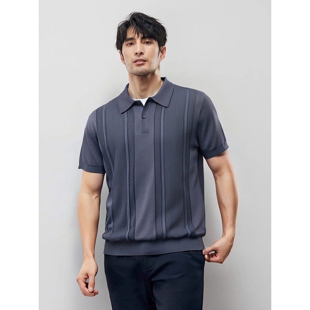 丝光棉复古提花针织翻领POLO衫男短袖夏季有领T恤外贸男装体恤衫