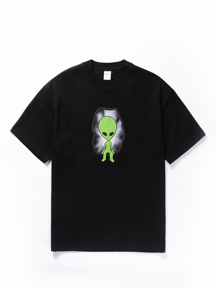 美式重磅高克重外星人短袖t恤男夏季ins潮牌汗衫上衣外贸宽松体恤