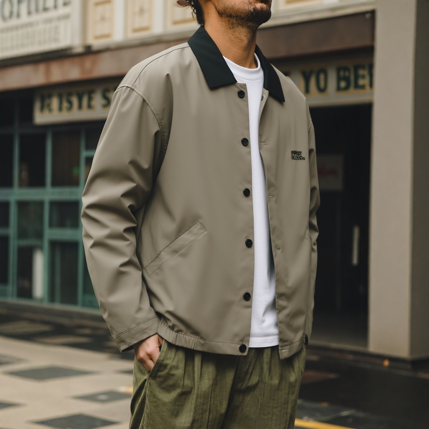美式复古巴恩风翻领教练夹克