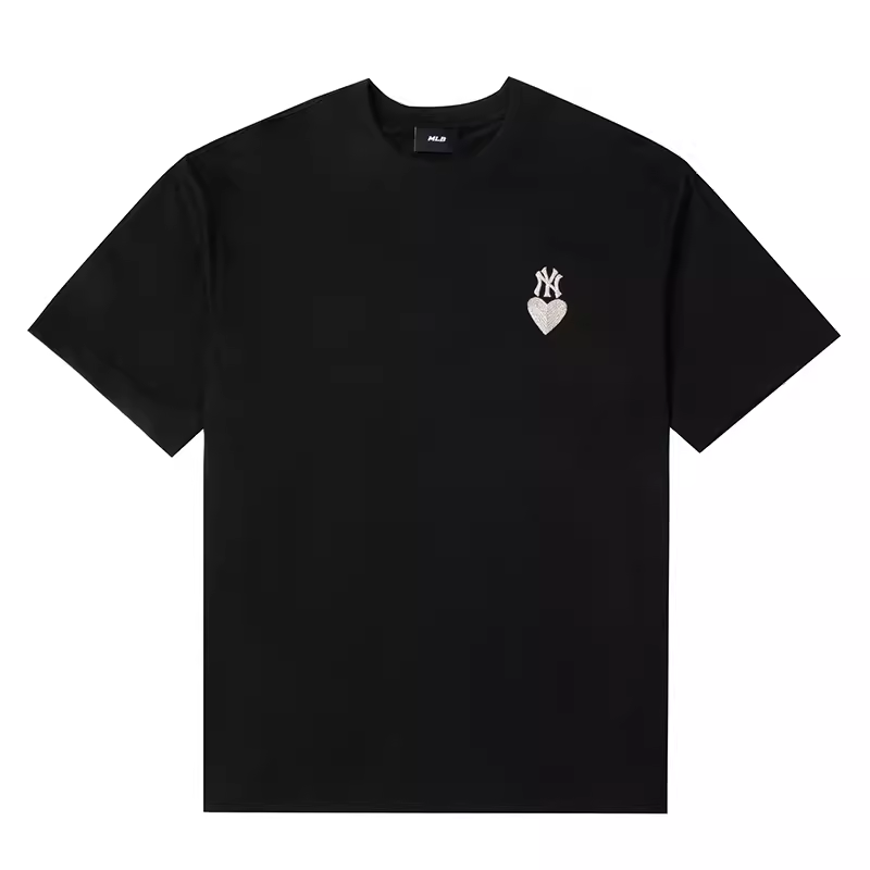 MLB专柜情侣NY爱心刺绣休闲运动百搭短袖T恤24夏季新款3ATSH0143